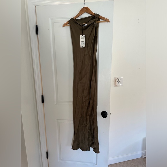 Brand New with Tags - Satin, Green Zara Dress - Picture 3 of 3